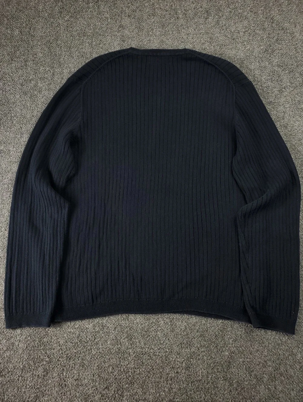 Vintage 90s J Crew Ribbed V Neck Sweater Medium Navy Pullover Ribbed Knit Preppy